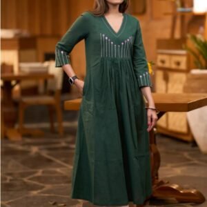 Forest Green Embroidered Kurti Set
