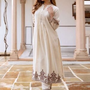 Stylish Cotton Flex Embroidered Kurti Set